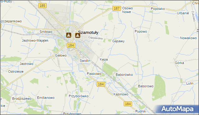 mapa Kępa gmina Szamotuły, Kępa gmina Szamotuły na mapie Targeo