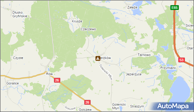 mapa Kierzków gmina Myślibórz, Kierzków gmina Myślibórz na mapie Targeo