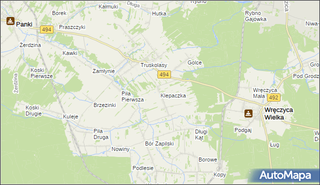 mapa Klepaczka gmina Wręczyca Wielka, Klepaczka gmina Wręczyca Wielka na mapie Targeo