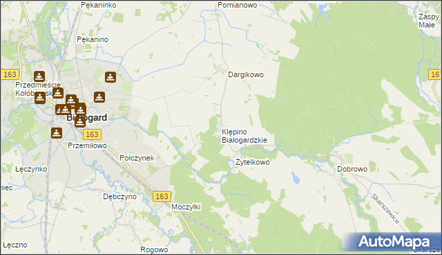 mapa Klępino Białogardzkie, Klępino Białogardzkie na mapie Targeo