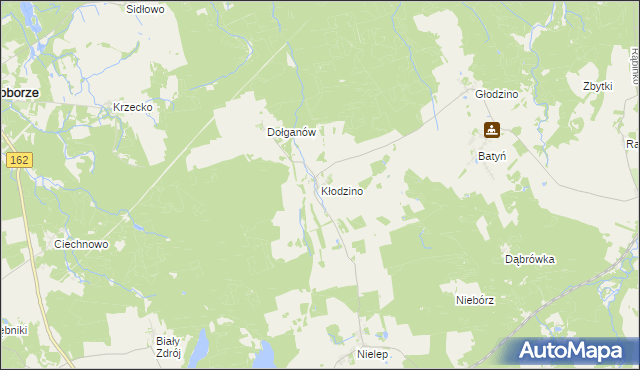 mapa Kłodzino gmina Rąbino, Kłodzino gmina Rąbino na mapie Targeo