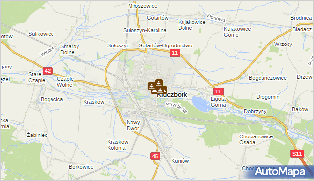 mapa Kluczbork, Kluczbork na mapie Targeo