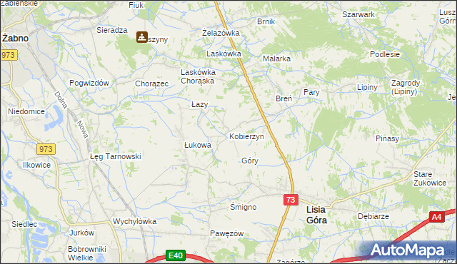 mapa Kobierzyn gmina Lisia Góra, Kobierzyn gmina Lisia Góra na mapie Targeo