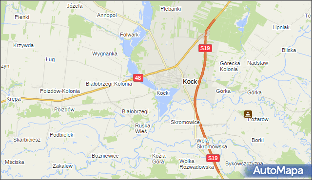 mapa Kock powiat lubartowski, Kock powiat lubartowski na mapie Targeo