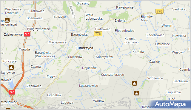 mapa Kocmyrzów, Kocmyrzów na mapie Targeo