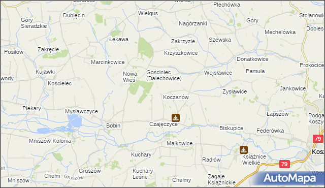 mapa Koczanów, Koczanów na mapie Targeo