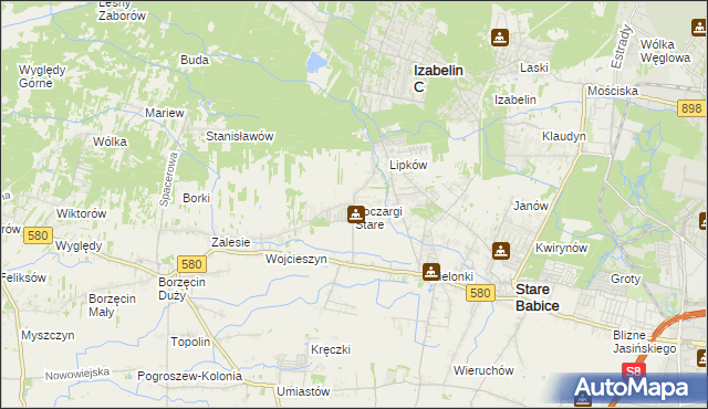 mapa Koczargi Stare, Koczargi Stare na mapie Targeo