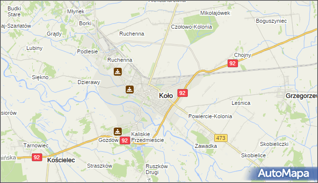 mapa Koło, Koło na mapie Targeo