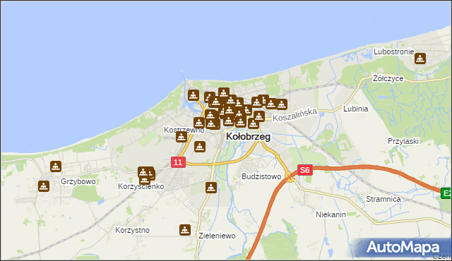 mapa Kołobrzegu, Kołobrzeg na mapie Targeo