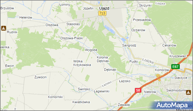 mapa Kolonia Dębniak, Kolonia Dębniak na mapie Targeo