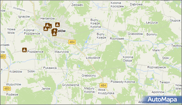 mapa Kolonia Łobudzice, Kolonia Łobudzice na mapie Targeo