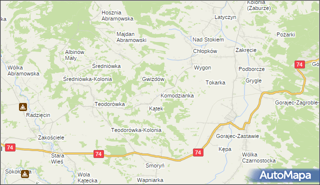 mapa Komodzianka, Komodzianka na mapie Targeo