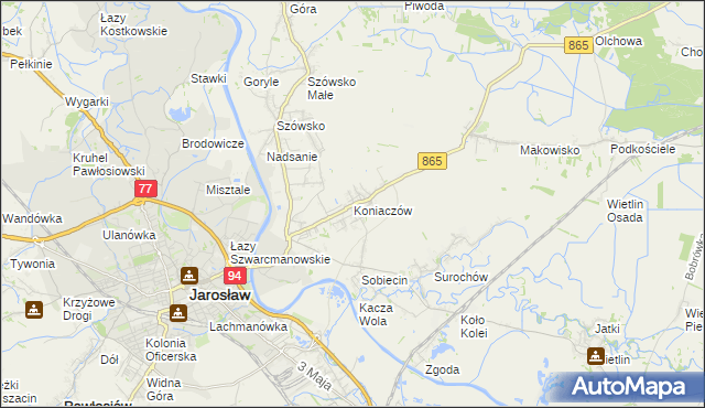 mapa Koniaczów, Koniaczów na mapie Targeo