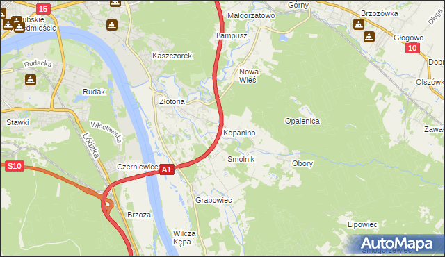 mapa Kopanino gmina Lubicz, Kopanino gmina Lubicz na mapie Targeo