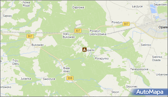 mapa Kopanki gmina Opalenica, Kopanki gmina Opalenica na mapie Targeo