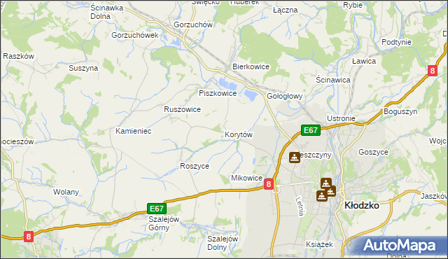 mapa Korytów gmina Kłodzko, Korytów gmina Kłodzko na mapie Targeo