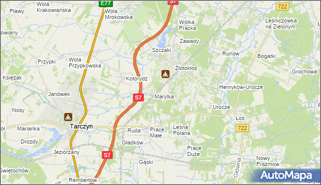 mapa Korzeniówka gmina Tarczyn, Korzeniówka gmina Tarczyn na mapie Targeo