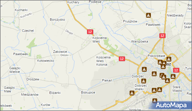 mapa Kościelna Wieś Kolonia, Kościelna Wieś Kolonia na mapie Targeo