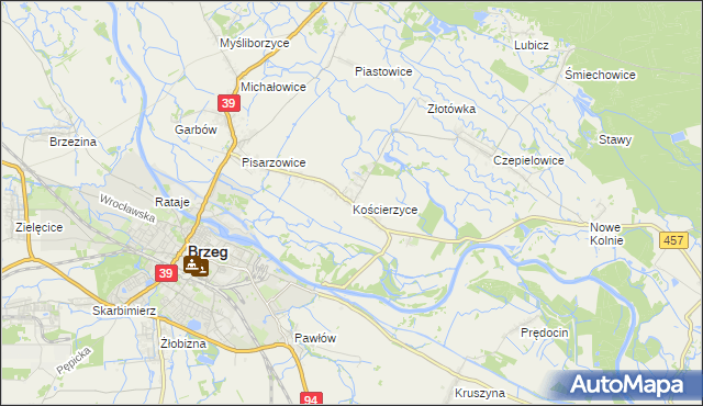 mapa Kościerzyce, Kościerzyce na mapie Targeo