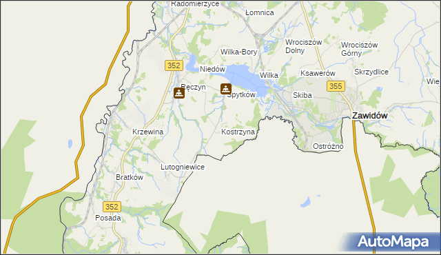 mapa Kostrzyna gmina Zgorzelec, Kostrzyna gmina Zgorzelec na mapie Targeo