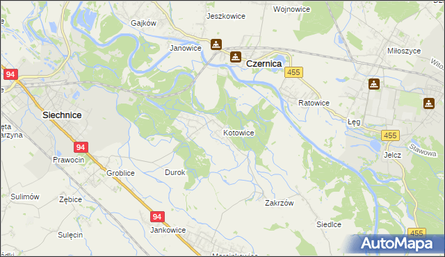 mapa Kotowice gmina Siechnice, Kotowice gmina Siechnice na mapie Targeo