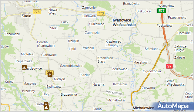 mapa Krasieniec Stary, Krasieniec Stary na mapie Targeo