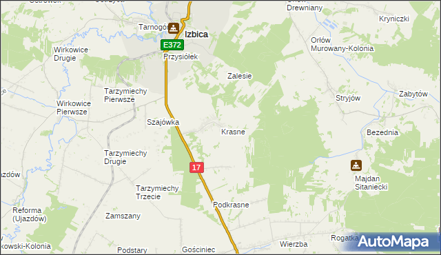 mapa Krasne gmina Stary Zamość, Krasne gmina Stary Zamość na mapie Targeo