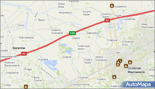 mapa Kraśnicza Wola, Kraśnicza Wola na mapie Targeo