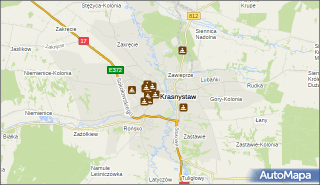 mapa Krasnystaw, Krasnystaw na mapie Targeo