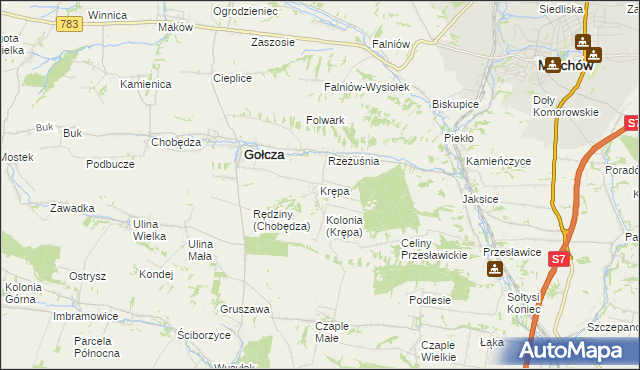 mapa Krępa gmina Gołcza, Krępa gmina Gołcza na mapie Targeo