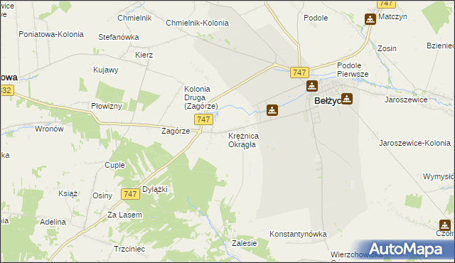 mapa Krężnica Okrągła, Krężnica Okrągła na mapie Targeo