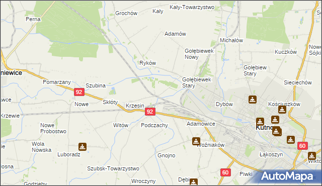 mapa Krzesinówek, Krzesinówek na mapie Targeo