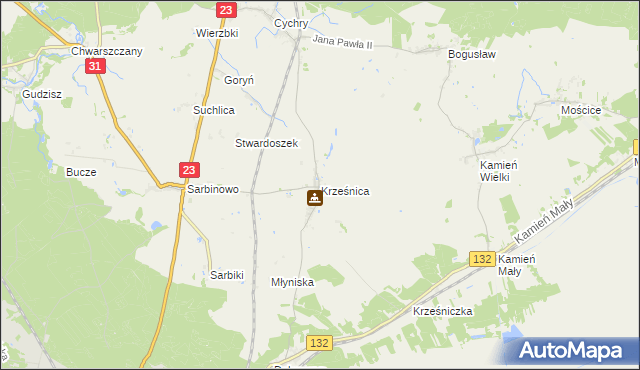 mapa Krześnica, Krześnica na mapie Targeo