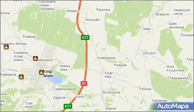 mapa Krzeszówka, Krzeszówka na mapie Targeo