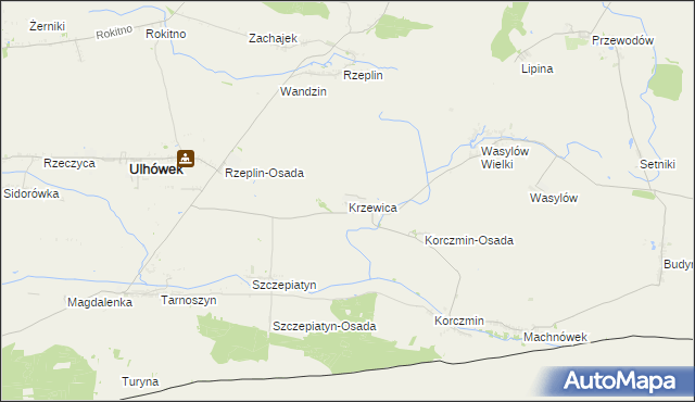 mapa Krzewica gmina Ulhówek, Krzewica gmina Ulhówek na mapie Targeo