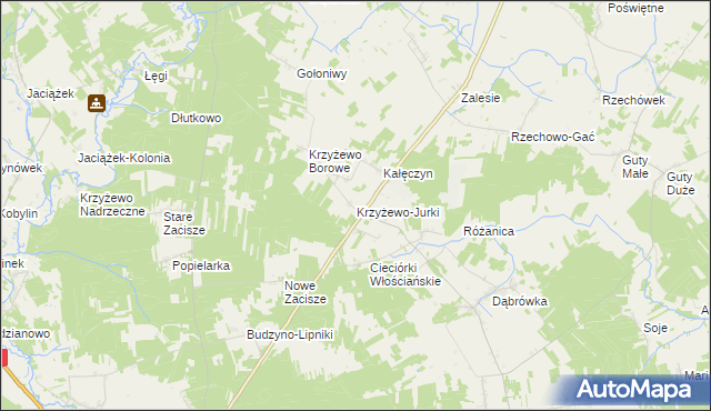 mapa Krzyżewo-Jurki, Krzyżewo-Jurki na mapie Targeo