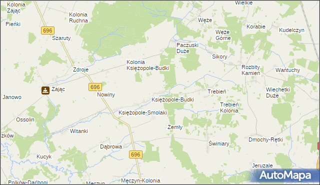 mapa Księżopole-Komory, Księżopole-Komory na mapie Targeo