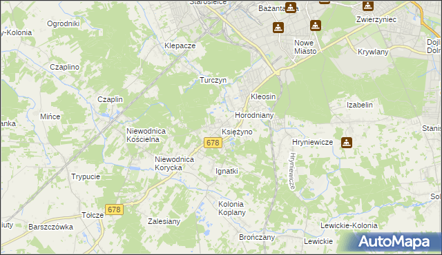 mapa Księżyno, Księżyno na mapie Targeo