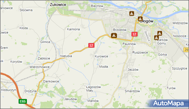 mapa Kurowice gmina Jerzmanowa, Kurowice gmina Jerzmanowa na mapie Targeo