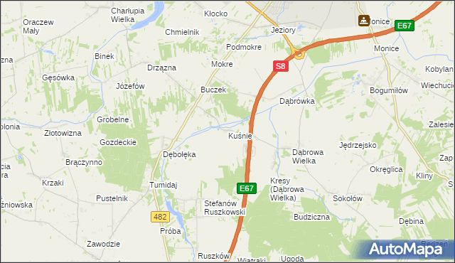 mapa Kuśnie, Kuśnie na mapie Targeo