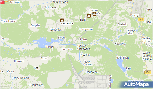 mapa Kuźnica Kaszewska, Kuźnica Kaszewska na mapie Targeo