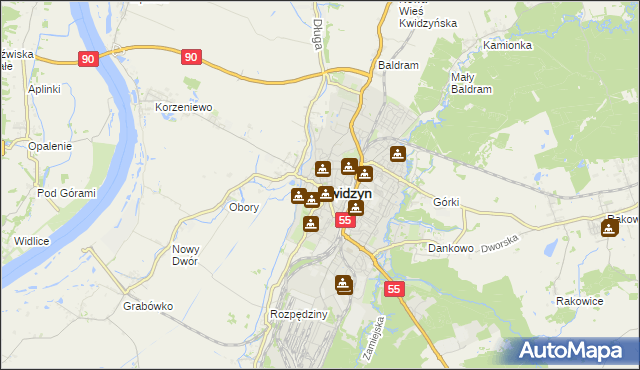 mapa Kwidzyn, Kwidzyn na mapie Targeo