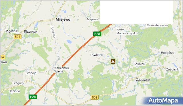 mapa Kwietnik, Kwietnik na mapie Targeo