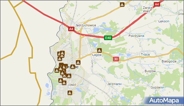 mapa Łagów gmina Zgorzelec, Łagów gmina Zgorzelec na mapie Targeo