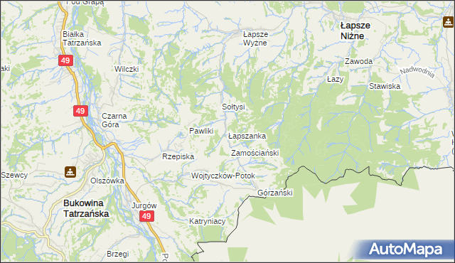 mapa Łapszanka, Łapszanka na mapie Targeo