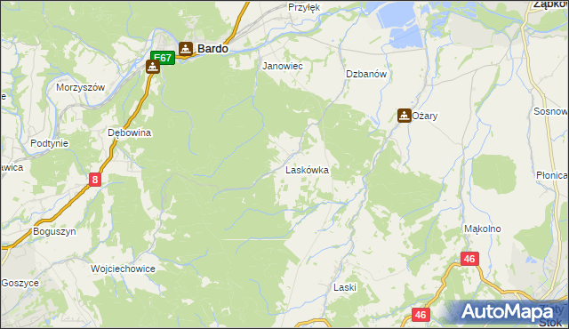 mapa Laskówka gmina Bardo, Laskówka gmina Bardo na mapie Targeo