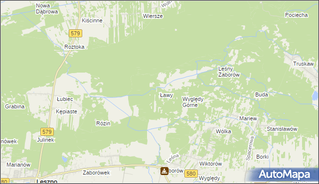 mapa Ławy gmina Leszno, Ławy gmina Leszno na mapie Targeo