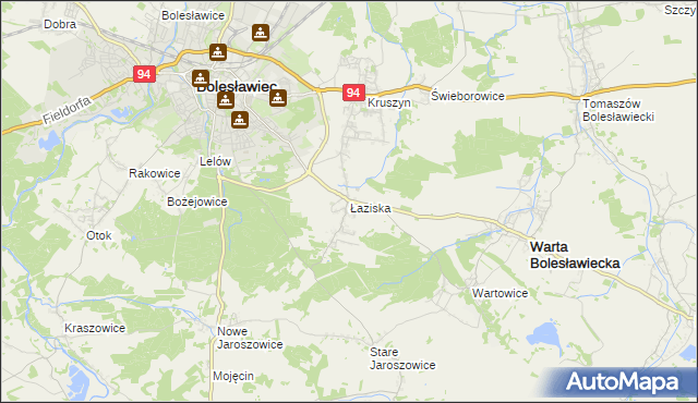 mapa Łaziska gmina Bolesławiec, Łaziska gmina Bolesławiec na mapie Targeo