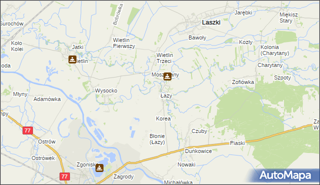 mapa Łazy gmina Radymno, Łazy gmina Radymno na mapie Targeo