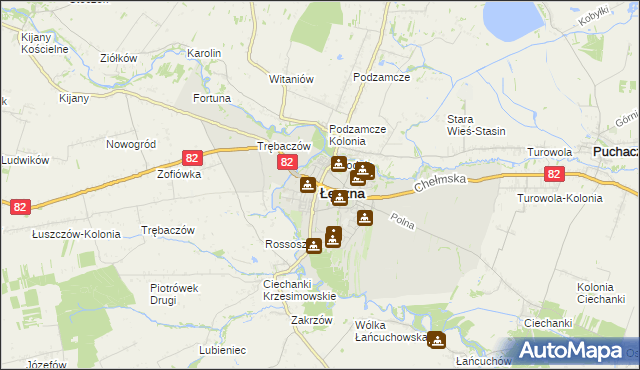 mapa Łęczna, Łęczna na mapie Targeo